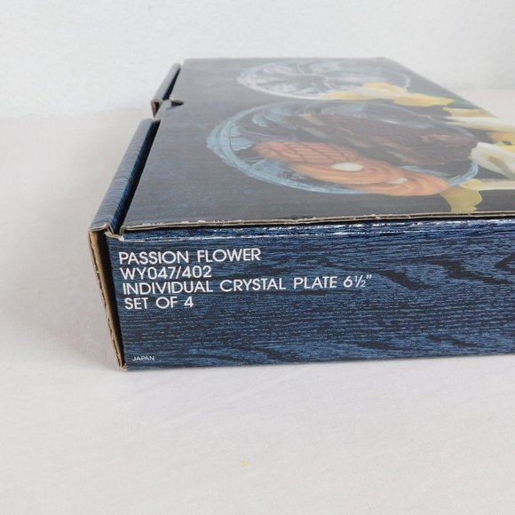 Mikasa Home Beautiful Passion Flower 6.5 in Crystal Plate Set of 4 Original Box - Picture 11 of 11